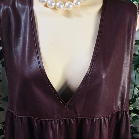 ZARA faux leather dress.  Brown/Maroon colour - Picture 9 of 9